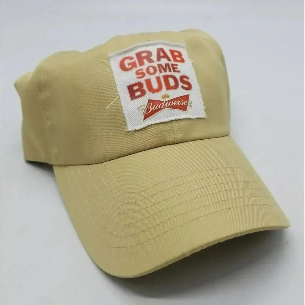 Budweiser "Grab Some Buds" Beer Khaki Color Adult Size Hat Brand New Unworn OSFA